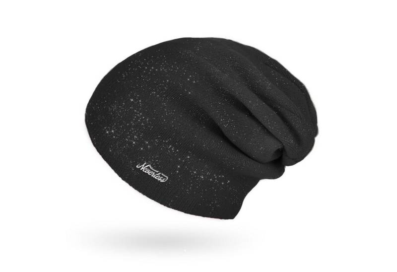 Neverless Strickmütze Damen Mütze Herbst Strick-Beanie ungefüttert Feinstrick Glitzer von Neverless