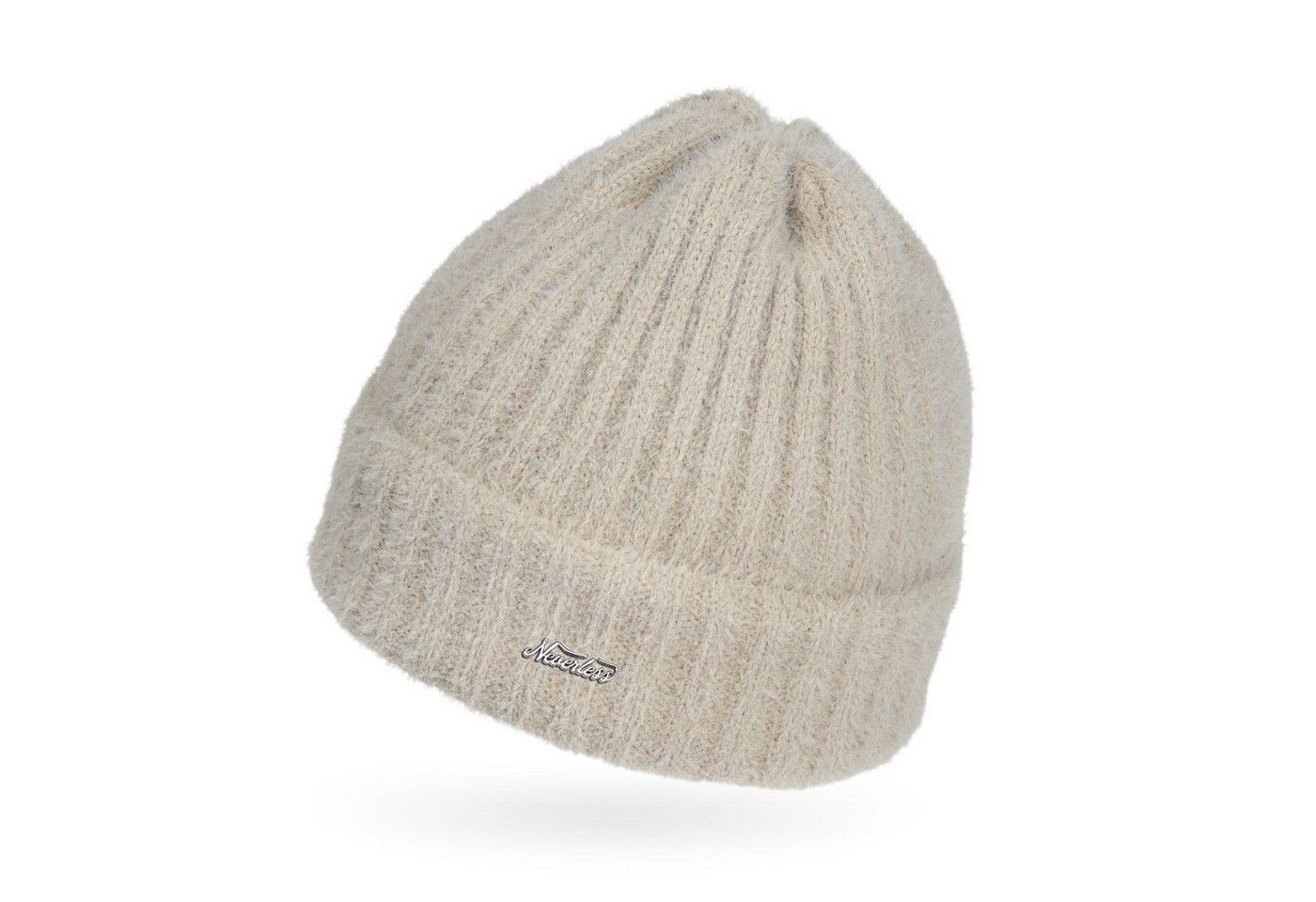 Neverless Strickmütze Damen Mütze Herbst Strick-Beanie ungefüttert mit Umschlag einfarbig von Neverless