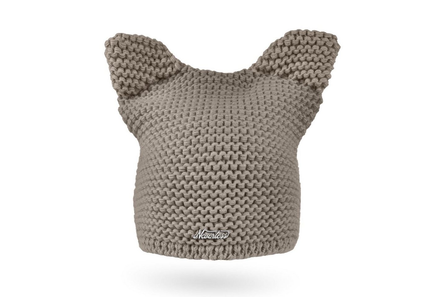 Neverless Strickmütze Damen Strickmütze Katze Katzenohren Winter-Mütze Grobstrickmuster Strick-Beanie Neverless® von Neverless