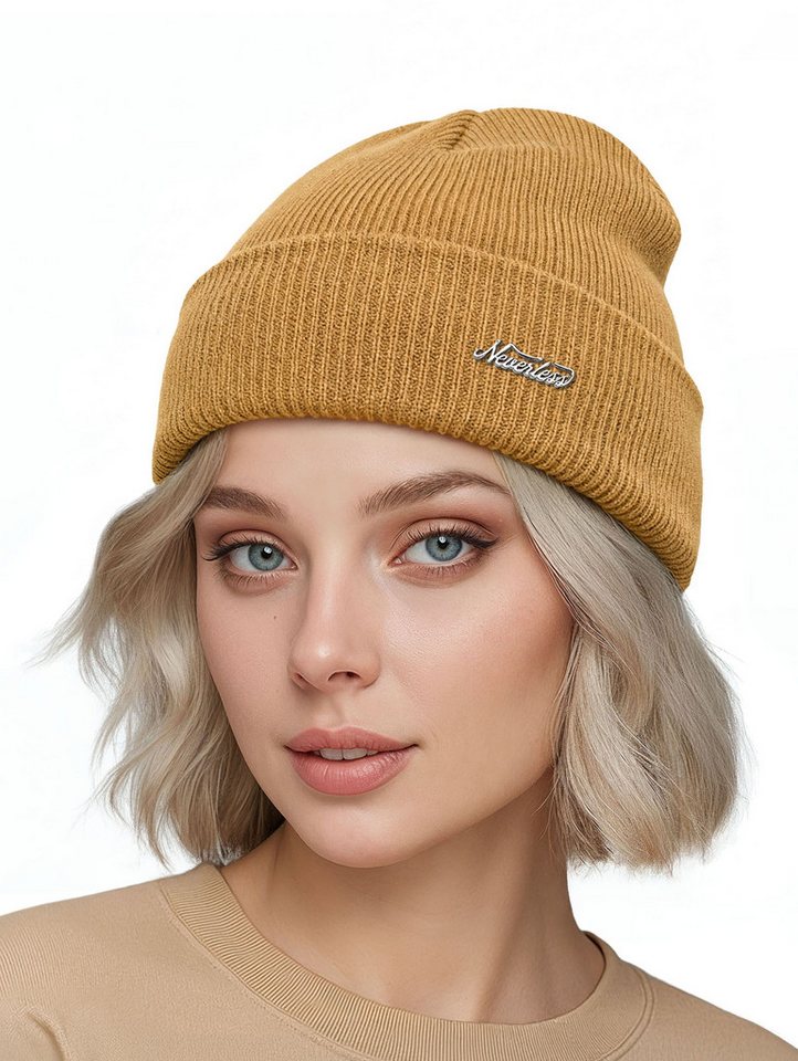 Neverless Strickmütze Damen Strickmütze Mütze Merinowolle Wollmütze ungefüttert Feinstrick von Neverless