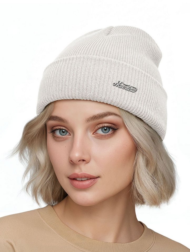 Neverless Strickmütze Damen Strickmütze Mütze Merinowolle Wollmütze ungefüttert Feinstrick von Neverless