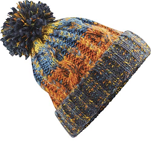 Neverless Strickmütze Damen Winter-Mütze gefüttert Grobstrick Dicker Strick Bommel Bunt, Mütze orange, unisize von Neverless