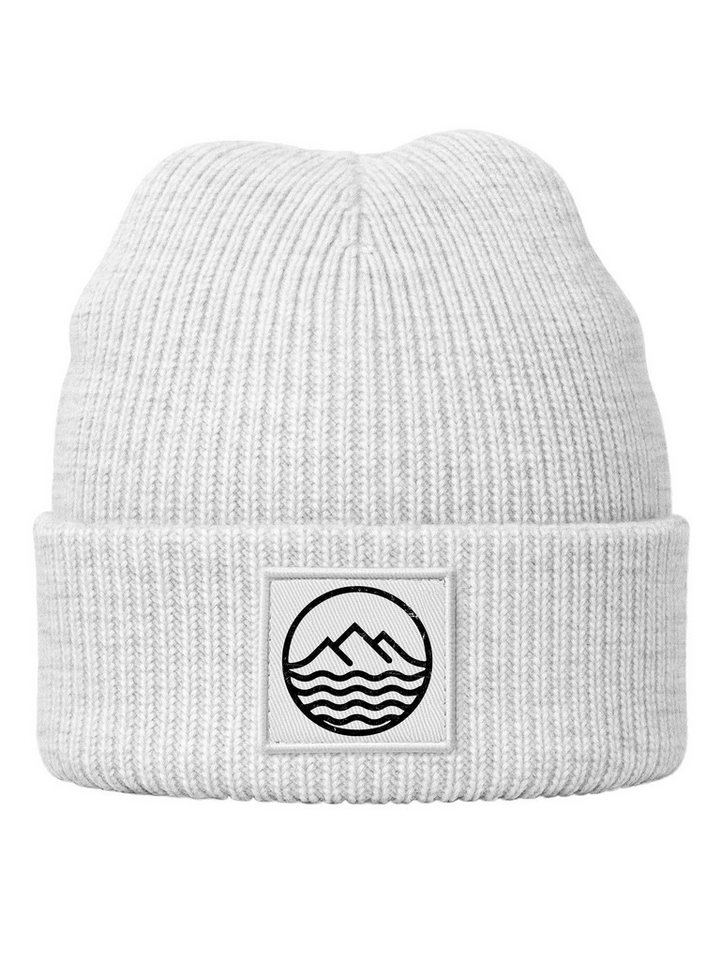 Neverless Strickmütze Herren Beanie Bedruckt Outdoor Design Wintermütze Aufdruck Logo Print von Neverless