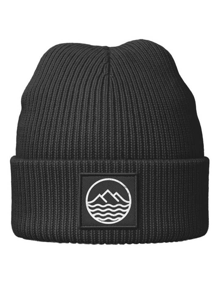 Neverless Strickmütze Herren Beanie Bedruckt Outdoor Design Wintermütze Aufdruck Logo Print von Neverless