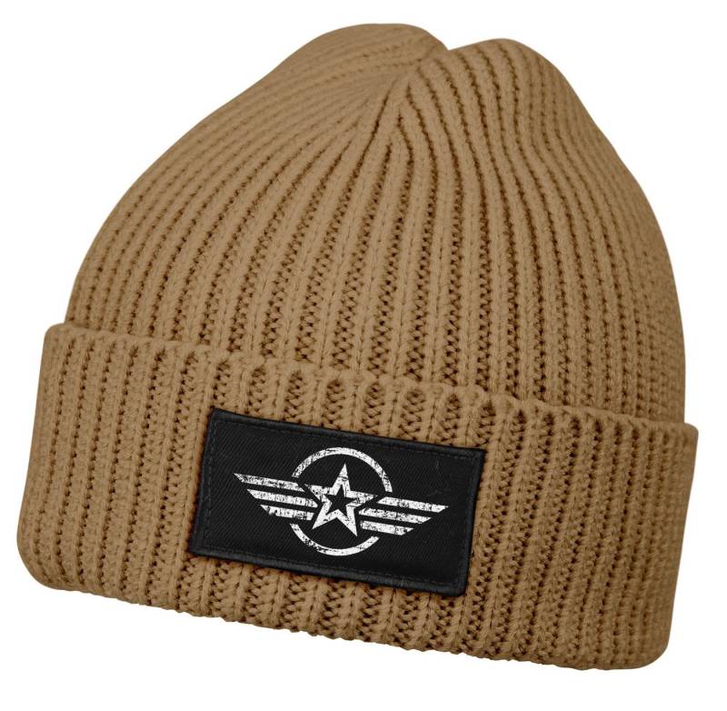 Neverless Strickmütze Herren Beanie Wintermütze Patch Airforce Army Military Vintage Design von Neverless