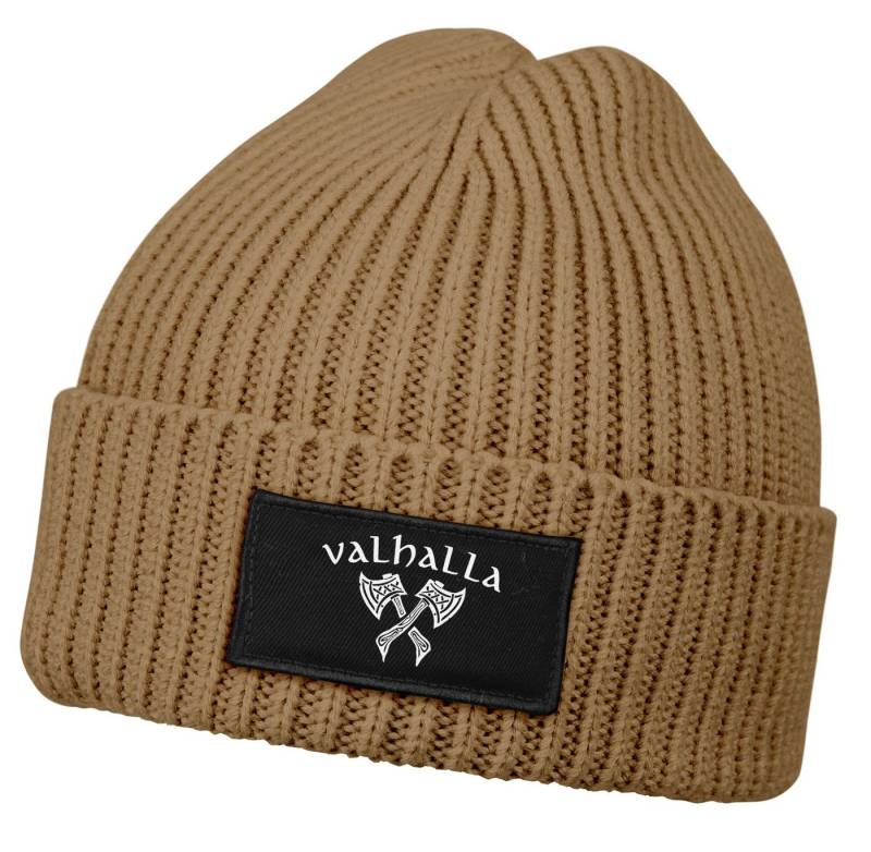 Neverless Strickmütze Herren Beanie Wintermütze Patch Valhalla Viking Axt Nordische von Neverless