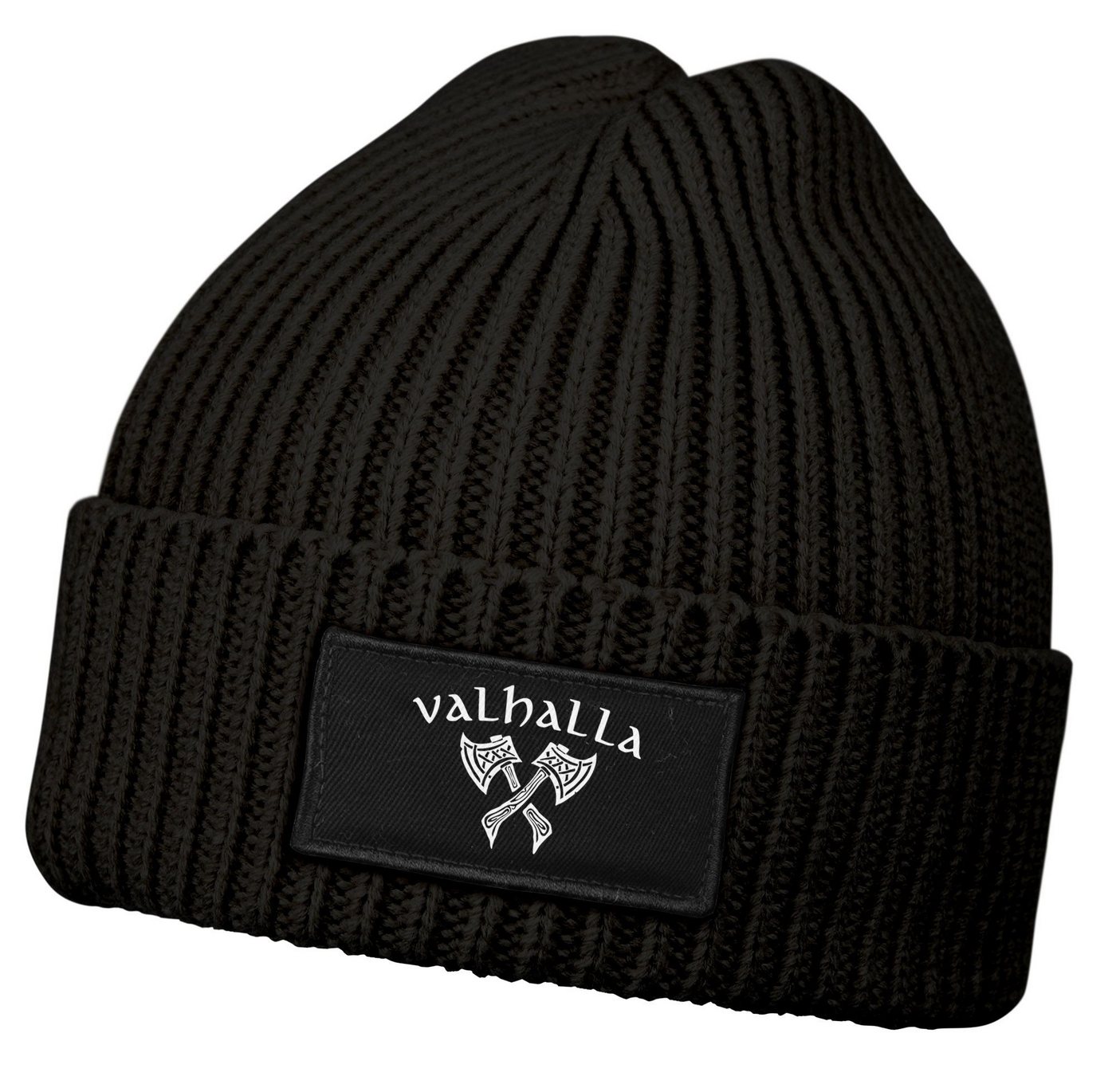 Neverless Strickmütze Herren Beanie Wintermütze Patch Valhalla Viking Axt Nordische von Neverless