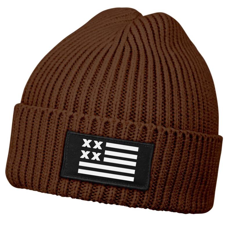 Neverless Strickmütze Herren Beanie Wintermütze mit Patch Amerika Flagge Aufdruck Print von Neverless