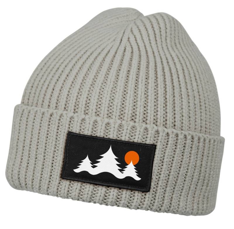 Neverless Strickmütze Herren Beanie Wintermütze mit Patch Bäume Outddor Aufdruck Print von Neverless