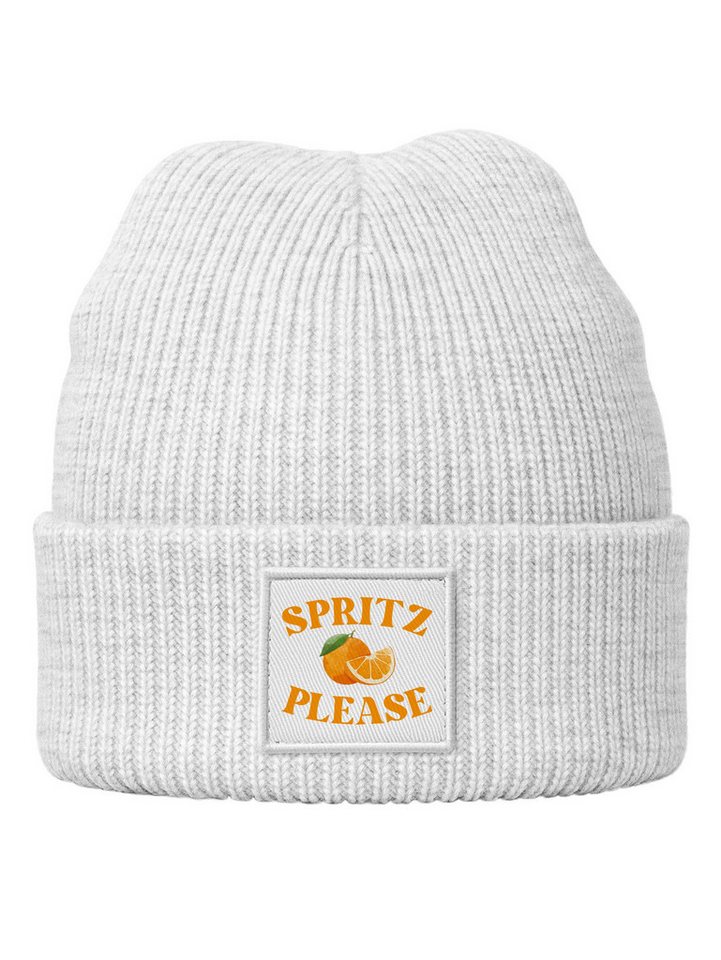 Neverless Strickmütze Herren Mütze Beanie Bedruckt Spritz Please Wintermütze Aufdruck Print von Neverless