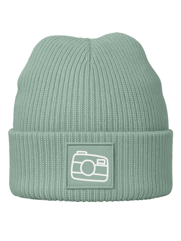 Neverless Strickmütze Herren Mütze Beanie Patch Logo Kamera Geschenk Fotograf Wintermütze von Neverless