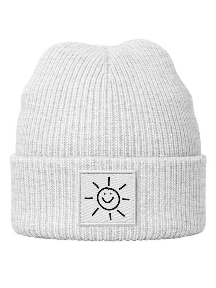 Neverless Strickmütze Herren Mütze Beanie mit Aufdruck Sonne Smile Wintermütze Print Neverless Strickmütze Herren Mütze Beanie mit Aufdruck Sonne Smile Wintermütze Print von Neverless