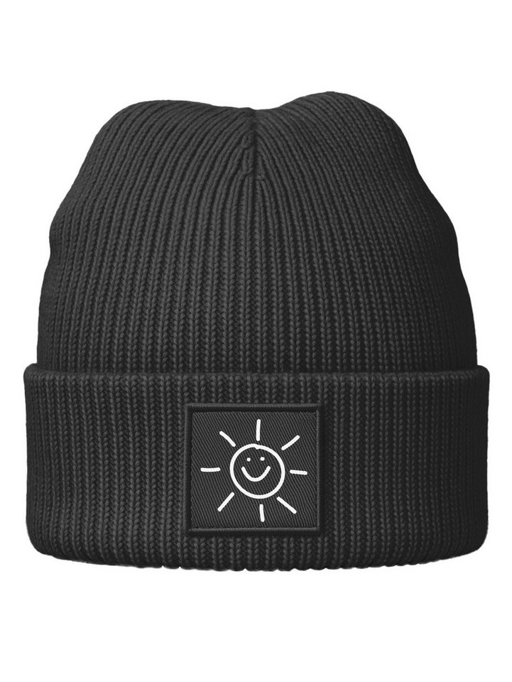 Neverless Strickmütze Herren Mütze Beanie mit Aufdruck Sonne Smile Wintermütze Print Neverless Strickmütze Herren Mütze Beanie mit Aufdruck Sonne Smile Wintermütze Print von Neverless