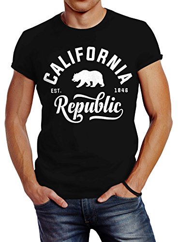 Neverless Stylishes Herren T-Shirt California Republic Slim Fit schwarz 4XL Neverless Stylishes Herren T-Shirt California Republic Slim Fit schwarz 4XL von Neverless