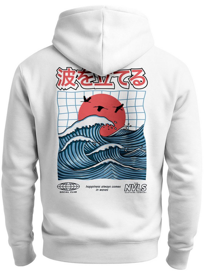 Neverless Sweatjacke Herren Sweatjacke Backprint Japan Welle Grafik Design Zipjacke von Neverless