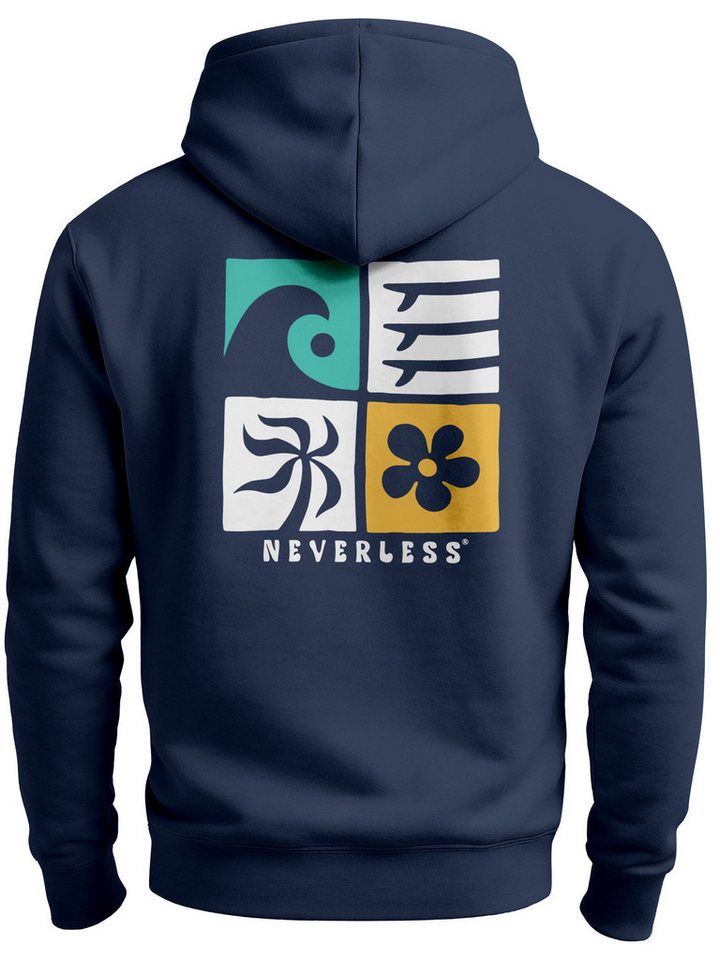 Neverless Sweatjacke Herren Sweatjacke Backprint Logo Natur Maritim Symbole Zipjacke von Neverless