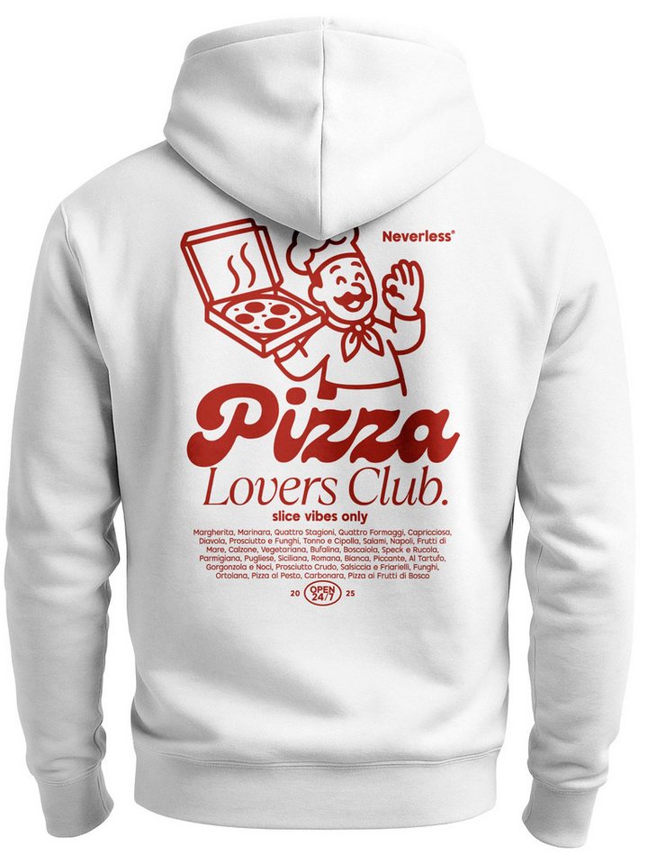 Neverless Sweatjacke Herren Sweatjacke Backprint Pizza Lovers Club Zipjacke Zip-Hoodie von Neverless