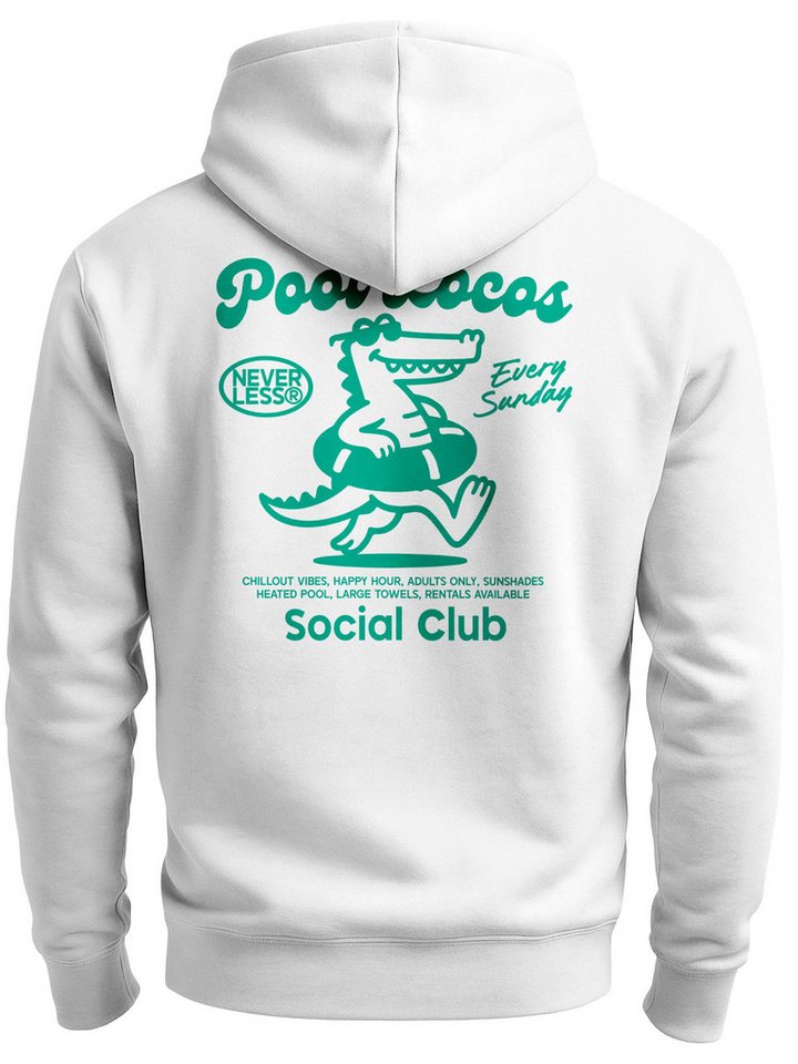 Neverless Sweatjacke Herren Sweatjacke Backprint Pool Locos Social Club - Zipjacke Hinten von Neverless