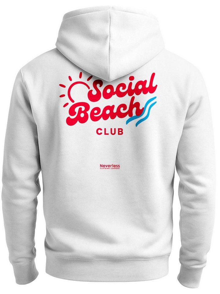 Neverless Sweatjacke Herren Sweatjacke Backprint Social Beach Club Zipjacke Zip-Hoodie von Neverless