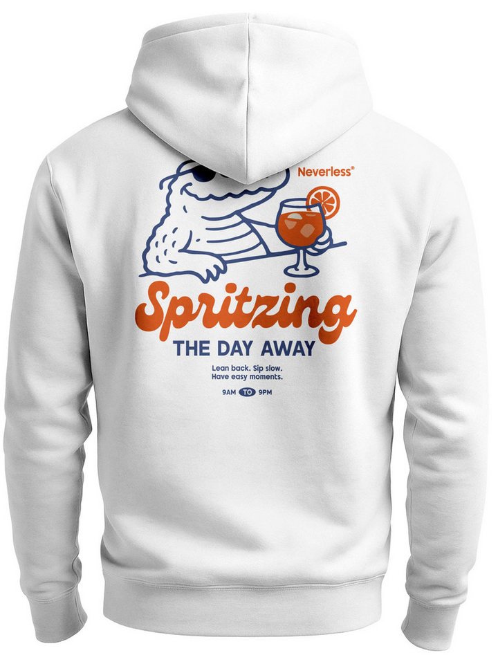 Neverless Sweatjacke Herren Sweatjacke Backprint Spritzing the day away Schriftzug von Neverless