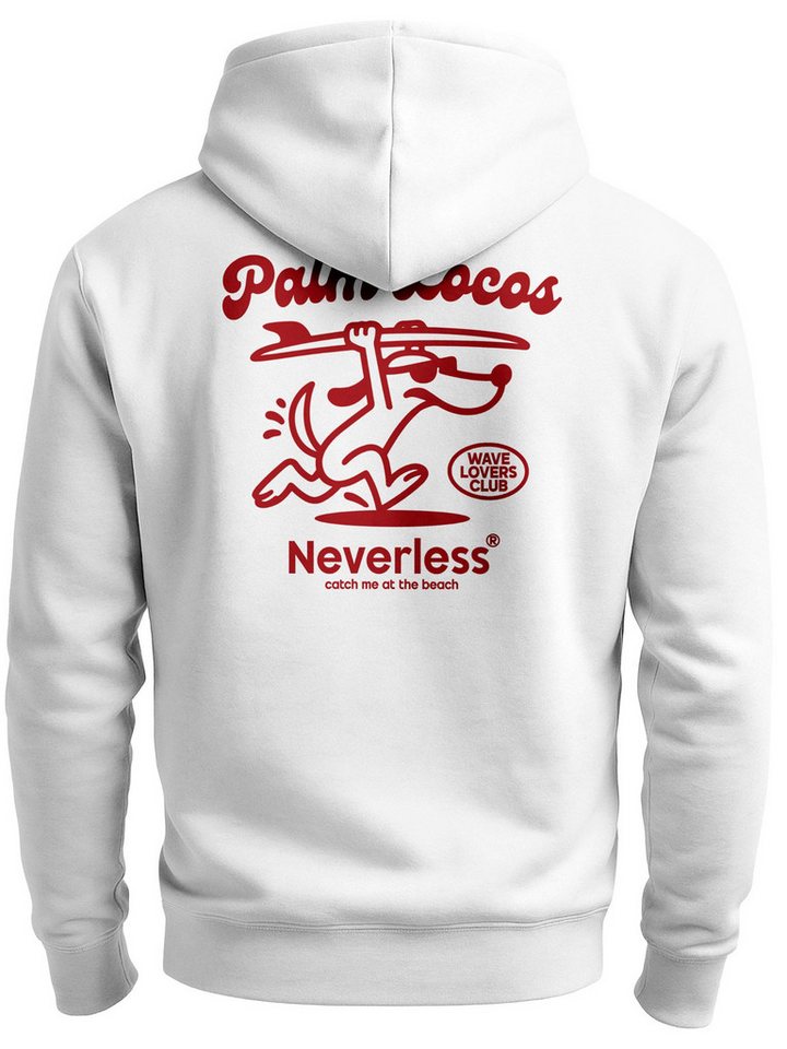Neverless Sweatjacke Herren Sweatjacke Backprint Surfing Dog Cartoon Style Zipjacke von Neverless
