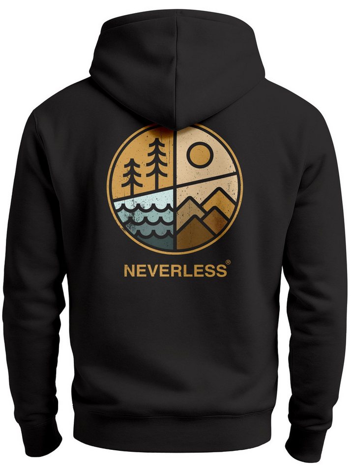 Neverless Sweatjacke Herren Sweatjacke Outdoor Backprint Retro Logo Abstrakt Zipjacke von Neverless