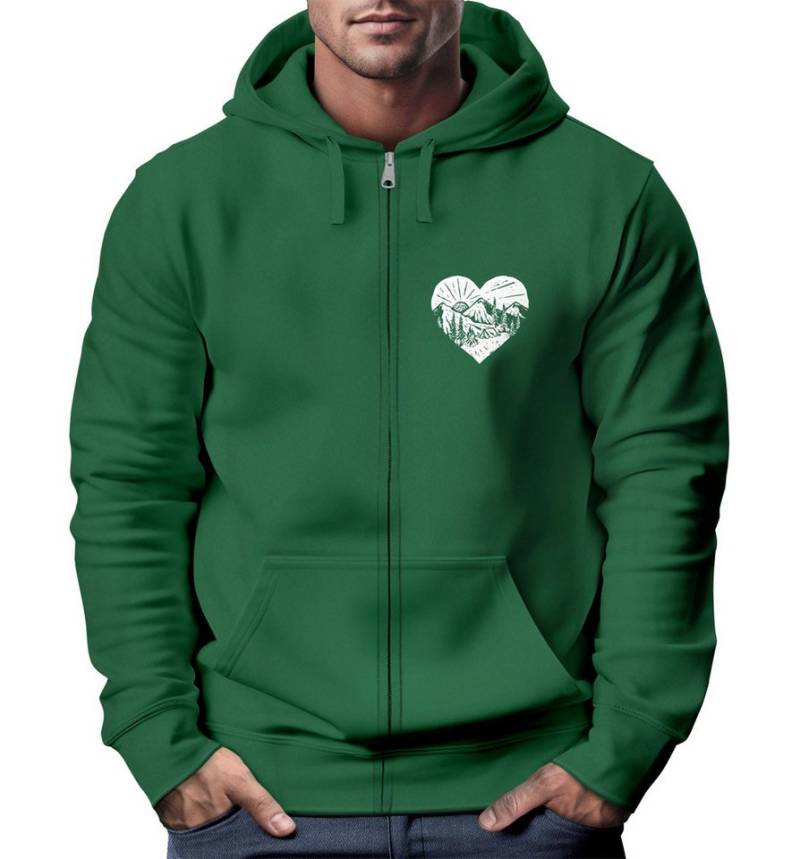 Neverless Sweatjacke Herren Sweatjacke Wandern Herz Print Aufdruck Motiv Zipjacke mit von Neverless