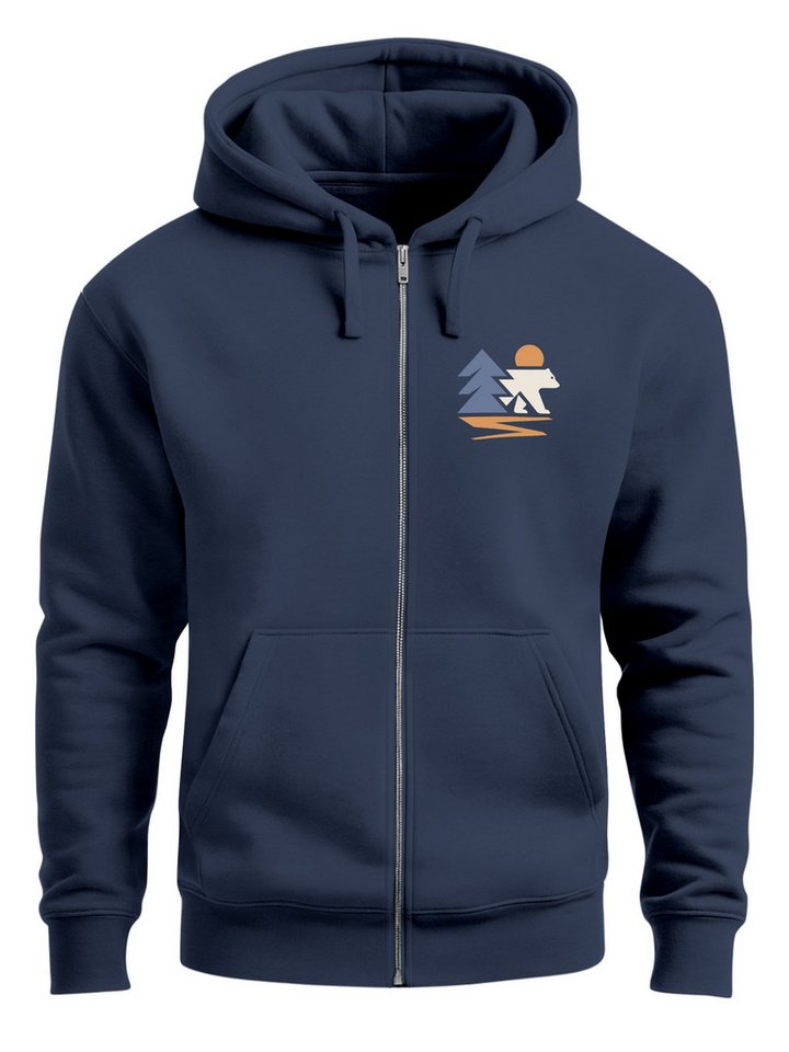 Neverless Sweatjacke Herren Sweatjacke mit Kapuze Brustlogo Natur Elemente Aufdruck Motiv von Neverless