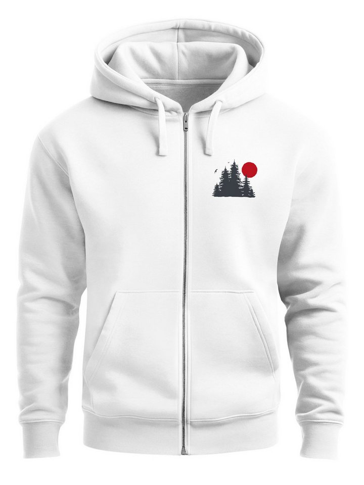 Neverless Sweatjacke Herren Sweatjacke mit Kapuze Logo Print Wald Zipjacke Zip-Hoodie von Neverless