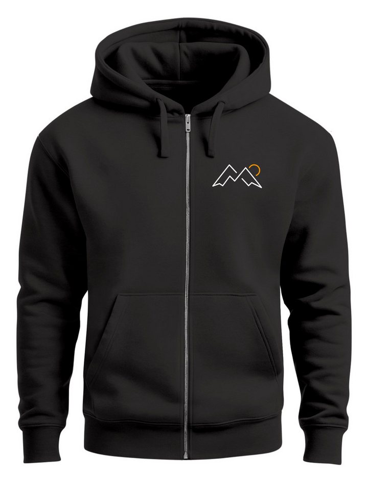 Neverless Sweatjacke Herren Sweatjacke mit Kapuze Logoprint Mountain Life Pullover von Neverless