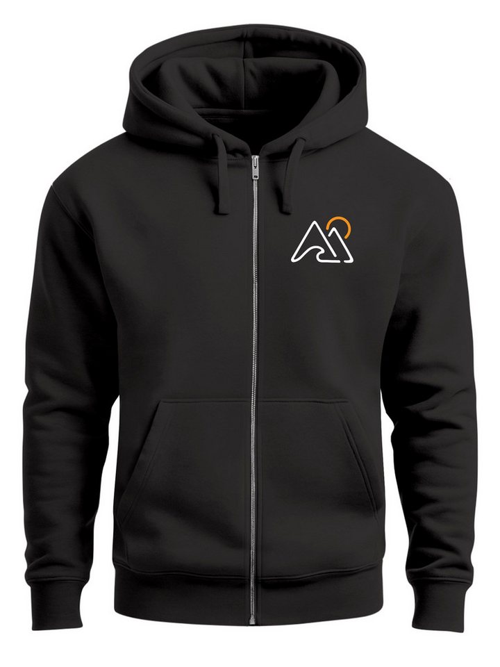 Neverless Sweatjacke Herren Sweatjacke mit Kapuze Mountain Logo Line Art Aufdruck Zipjacke von Neverless