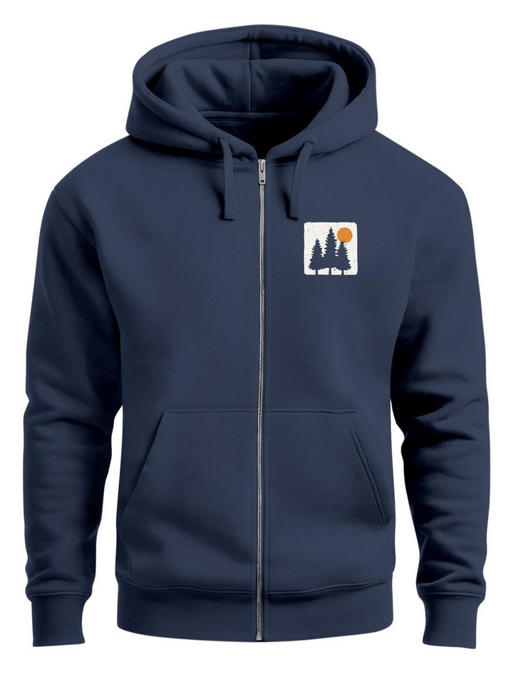 Neverless Sweatjacke Herren Sweatjacke mit Kapuze Print Bäume Logo Sweatshirt Zipjacke von Neverless