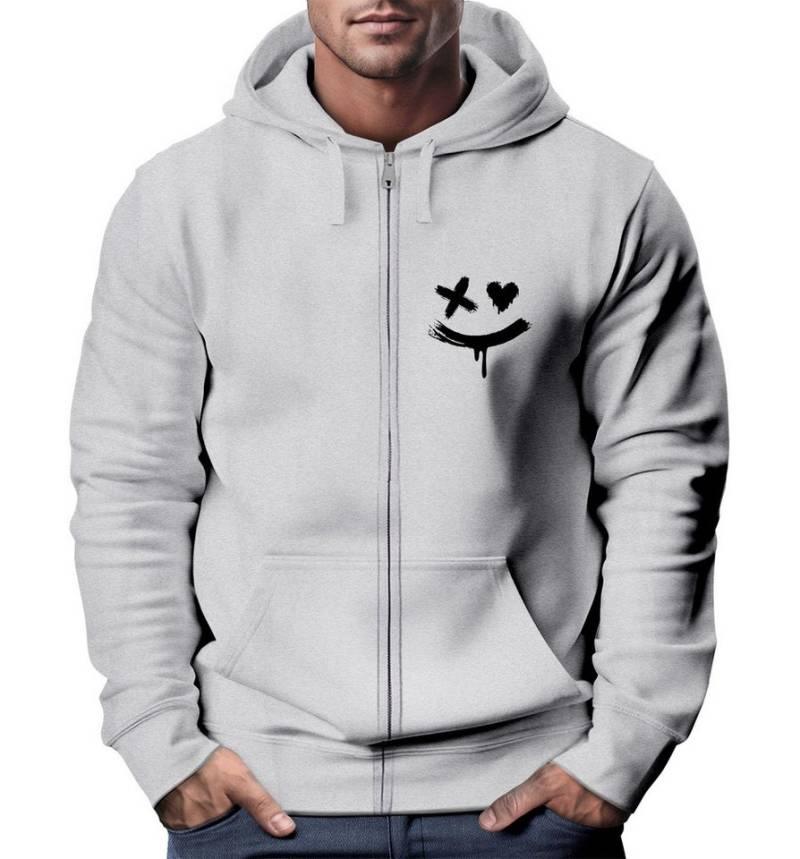 Neverless Sweatjacke Herren Sweatjacke mit Kapuze Print Drippy Smile Zip-Hoodie Männer von Neverless