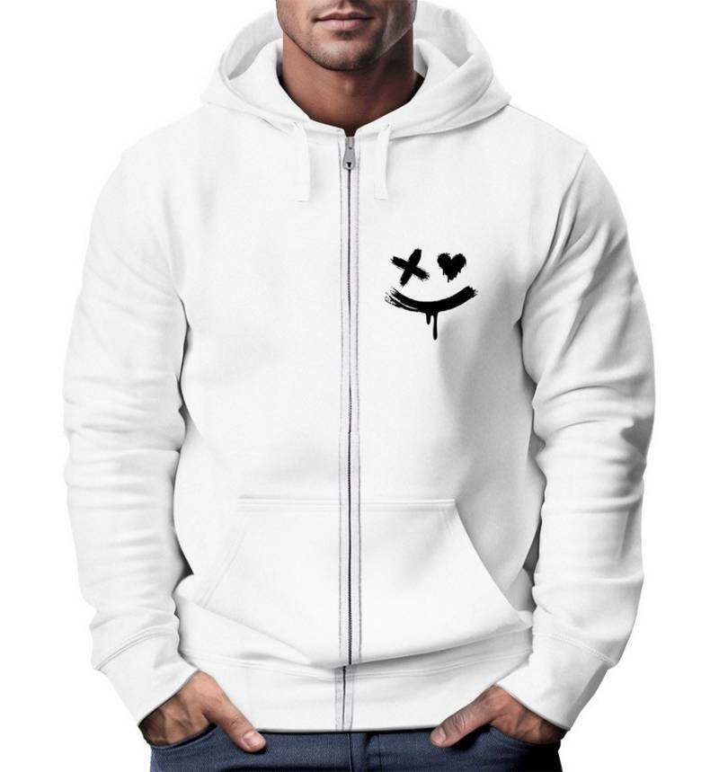 Neverless Sweatjacke Herren Sweatjacke mit Kapuze Print Drippy Smile Zip-Hoodie Männer von Neverless
