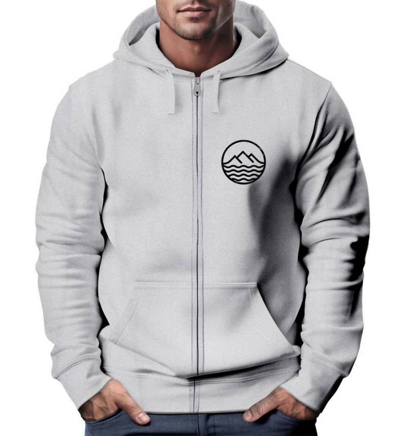 Neverless Sweatjacke Herren Sweatjacke mit Kapuze Wandern Berge Logo Motiv Zip Hoodie von Neverless