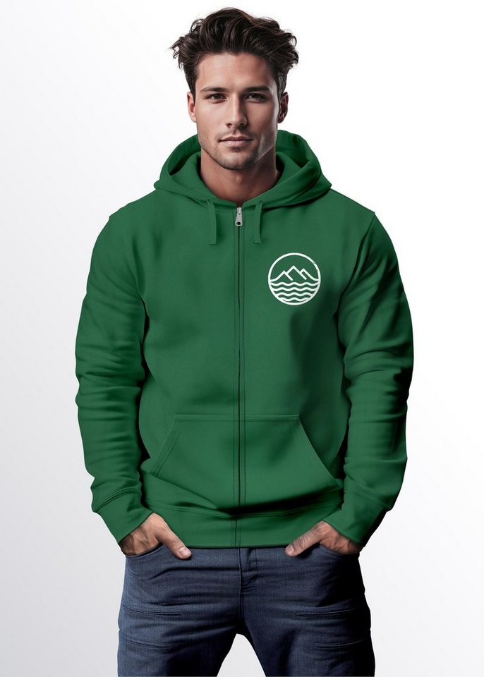 Neverless Sweatjacke Herren Sweatjacke mit Kapuze Wandern Berge Logo Motiv Zip Hoodie Männe von Neverless