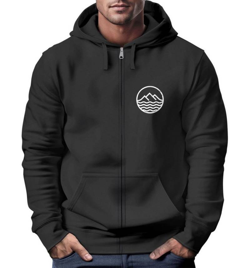 Neverless Sweatjacke Herren Sweatjacke mit Kapuze Wandern Berge Logo Motiv Zip Hoodie von Neverless