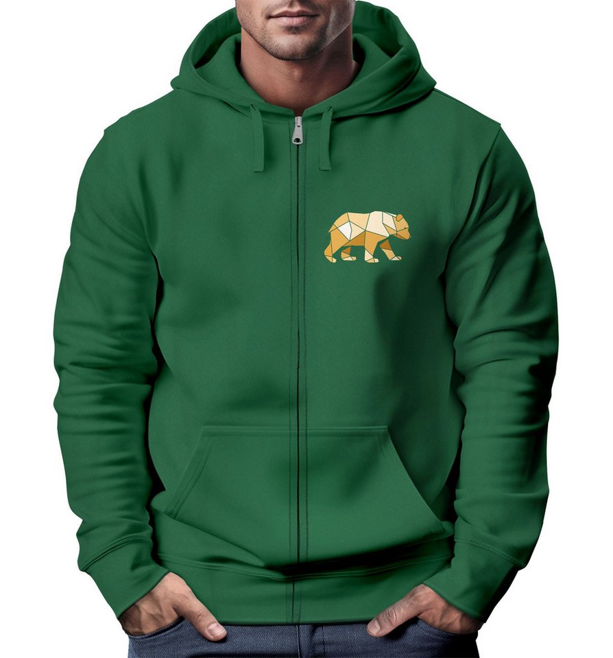 Neverless Sweatjacke Sweatjacke Zip-Hoodie Herren Polygon Print Bär Outdoor Print Motiv von Neverless