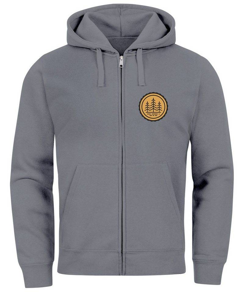 Neverless Sweatjacke Zip Hoodie Herren Outdoor Motiv Bäume Sweatjacke mit Kapuze Logoprint von Neverless