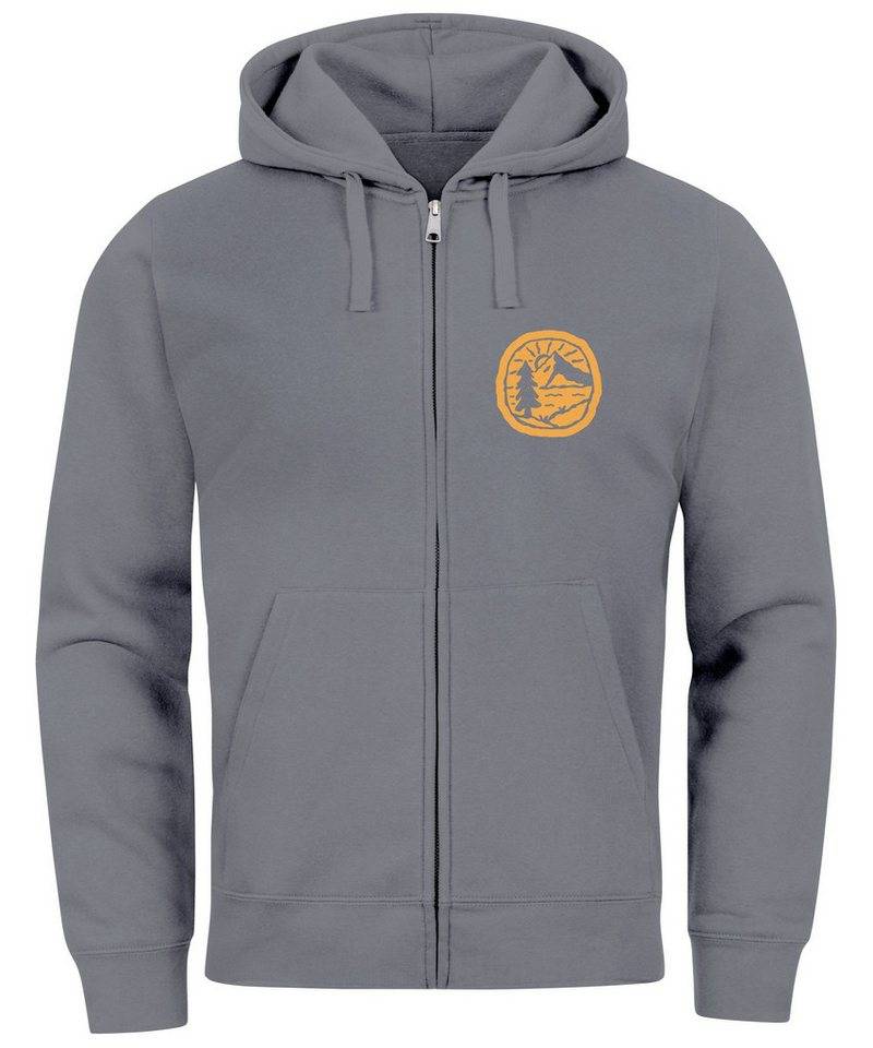 Neverless Sweatjacke Zip Hoodie Herren Print Outdoor Logo Bäume Wald Sweatjacke mit Kapuze von Neverless