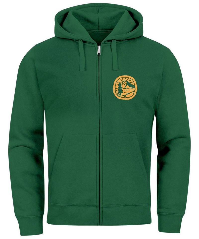 Neverless Sweatjacke Zip Hoodie Herren Print Outdoor Logo Bäume Wald Sweatjacke mit Kapuze von Neverless