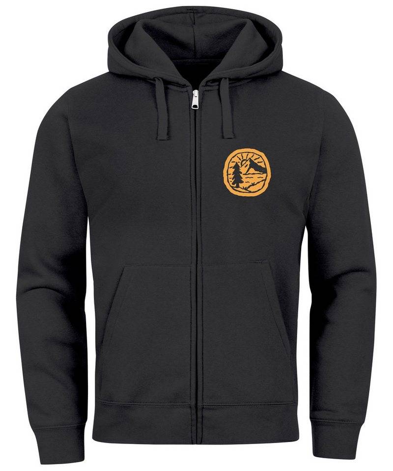 Neverless Sweatjacke Zip Hoodie Herren Print Outdoor Logo Bäume Wald Sweatjacke mit Kapuze von Neverless