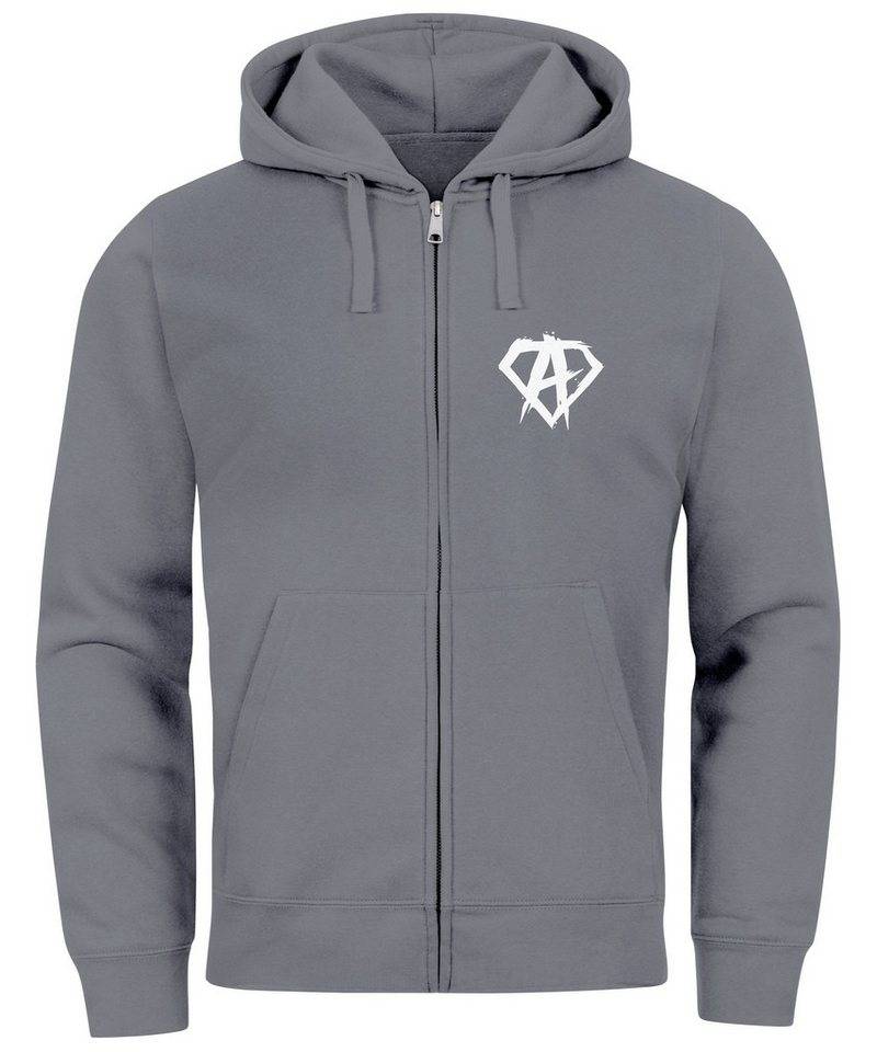 Neverless Sweatjacke Zip Hoodie Herren Sweatjacke mit Kapuze Alpha Logo Print Aufdruck von Neverless