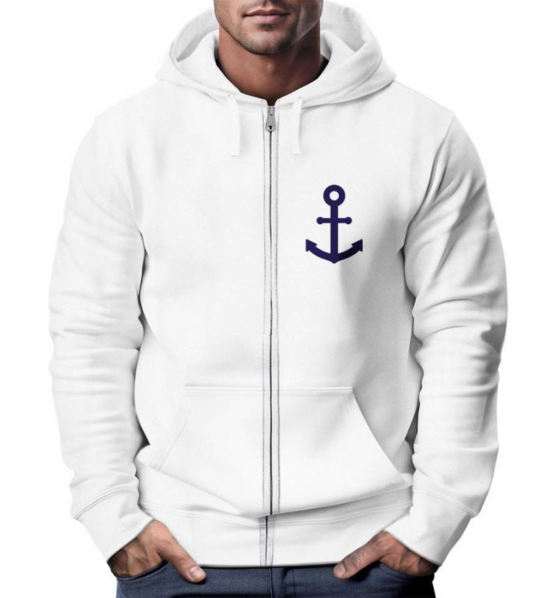 Neverless Sweatjacke Zip-Hoodie Herren Sweatjacke mit Kapuze Anker Logo Print Männer von Neverless