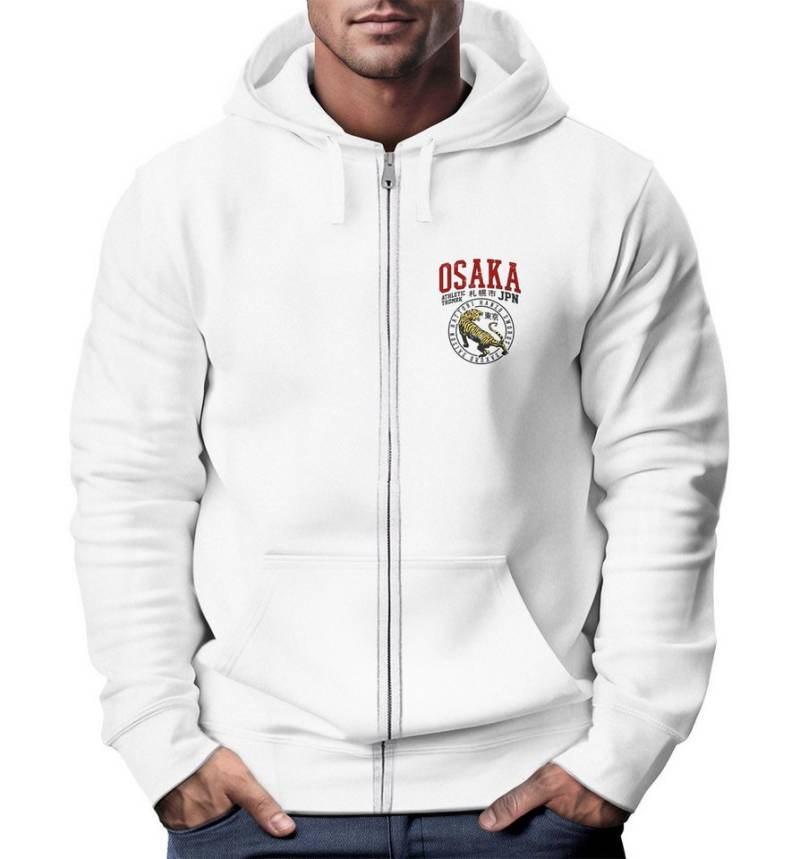 Neverless Sweatjacke Zip Hoodie Herren Sweatjacke mit Kapuze Osaka Tiger Logo Print von Neverless