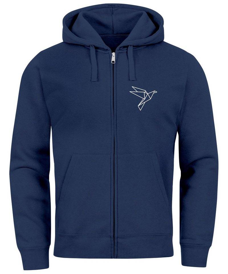 Neverless Sweatjacke Zip-Hoodie Herren Sweatjacke mit Kapuze Polygon Print Vogel Origami von Neverless