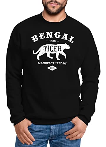 Neverless Sweatshirt Herren Bengal Tiger Schriftzug Grafik Logo Rundhals-Pullover schwarz 3XL von Neverless