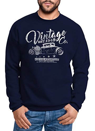 Neverless Sweatshirt Herren Hot Rod Vintage Car Oldschool Mobile Rundhals-Pullover Navy L von Neverless