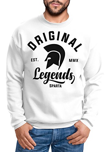 Neverless Sweatshirt Herren Original Legends Gladiator Sparta Rundhals-Pullover weiß 4XL von Neverless