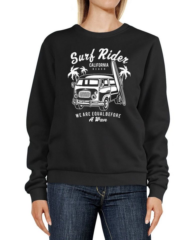 Neverless Sweatshirt Sweatshirt Damen Aufdruck Bus Surf Rider California Surfing Retro Rundhals-Pullover Pulli Sweater Neverless® von Neverless